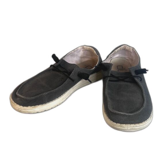Hey Dude Wendy "Chambray Off Black" Gray Slip On Casual Comfort Shoe Size 7 - Picture 1 of 11